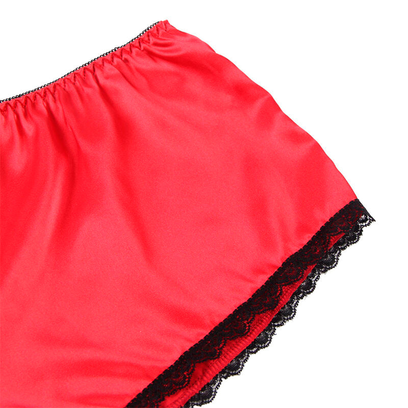 Seductive Red Silk & Lace Nightgown Set
