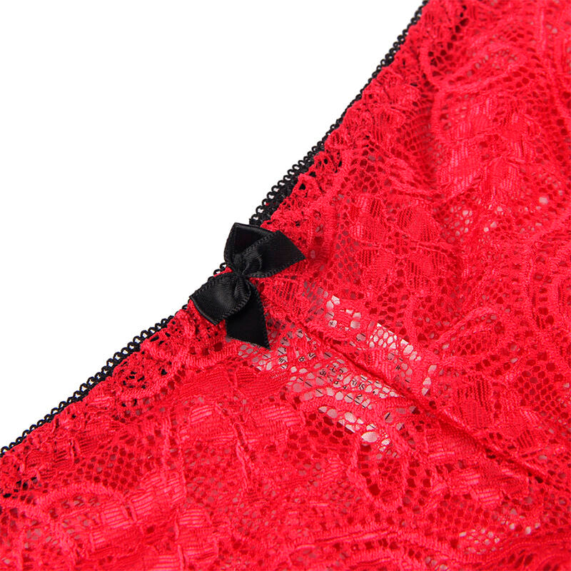 Red Silk & Lace Nightgown with Panties L/XL