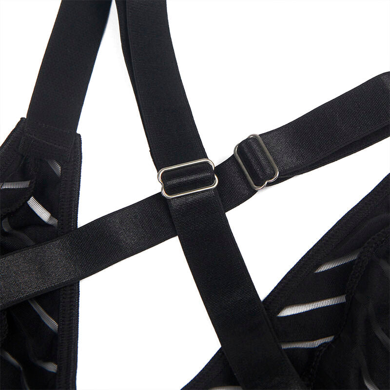 Elegant Black Garter Bodysuit L/XL