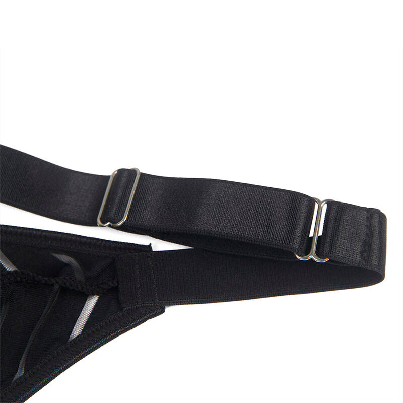 Elegant Black Garter Bodysuit L/XL
