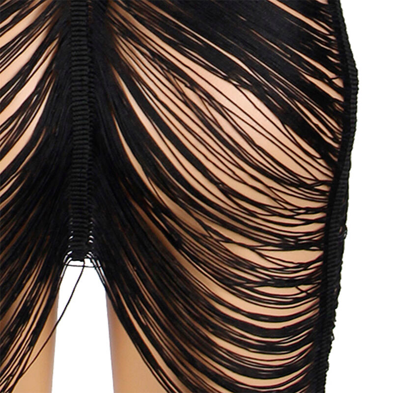 Strappy Dress with Thong - Black L/XL