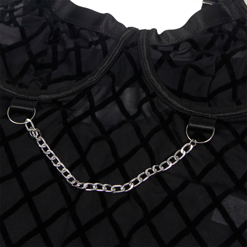 Elegant Body Chain with Garter Belt - Black S/M
