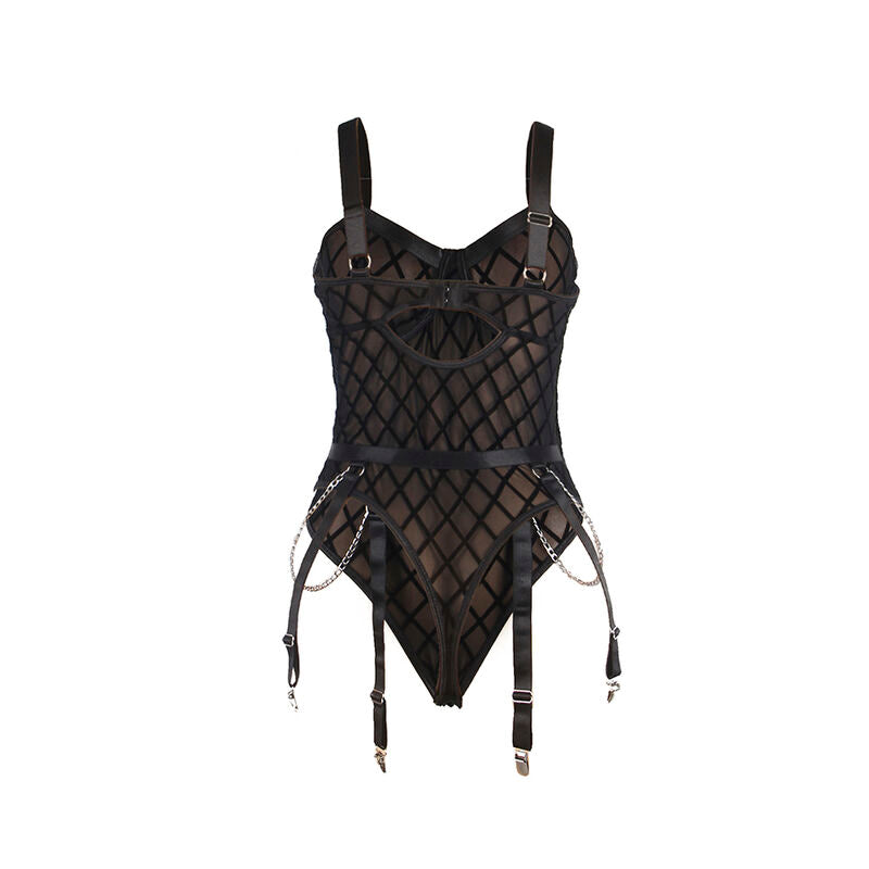 Elegant Body Chain with Garter Belt - Black S/M