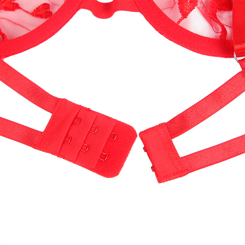 Heart Print Lingerie Set with Garter Belt