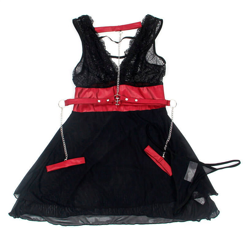 Seductive Lace Bondage Dress - Black S/M