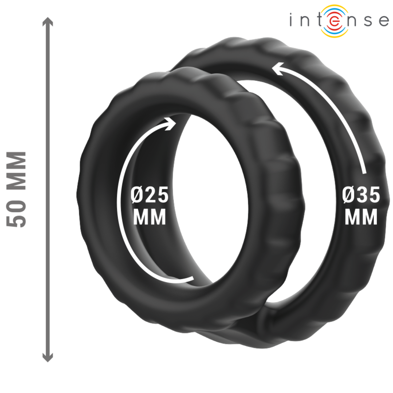 Dewey Double Black Silicone Penis Ring