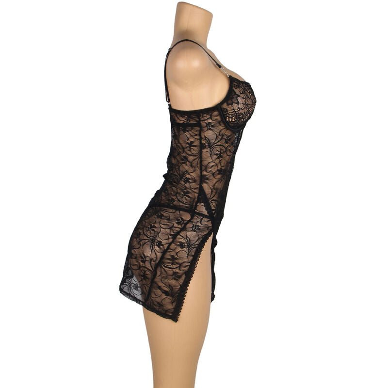 Black Lace Babydoll with Adjustable Straps
