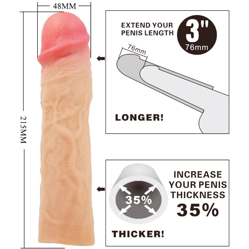 Derek Penis Sleeve Extension 7.6cm - Flesh