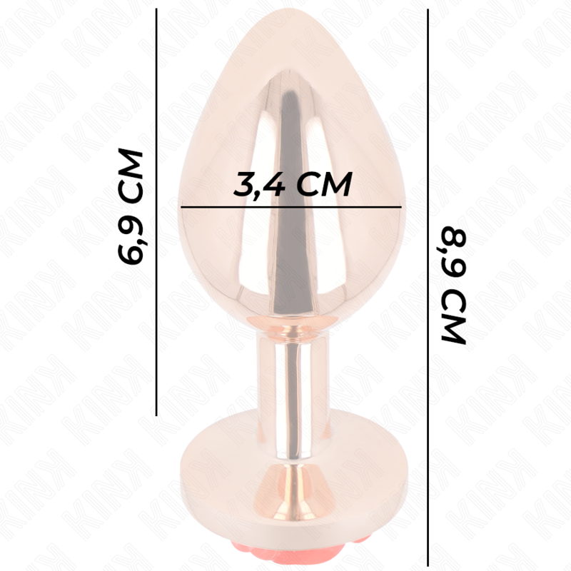 Elegant Pink Gold Anal Plug with Red Rose