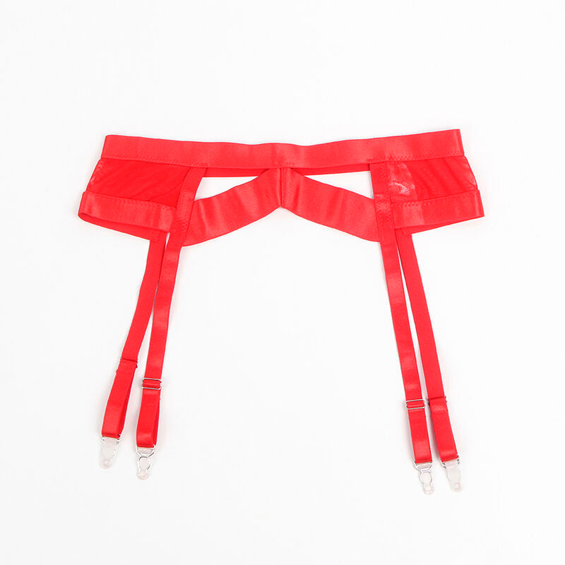 Conjunto de Sujetador y Liguero de Bondage Rojo S/M