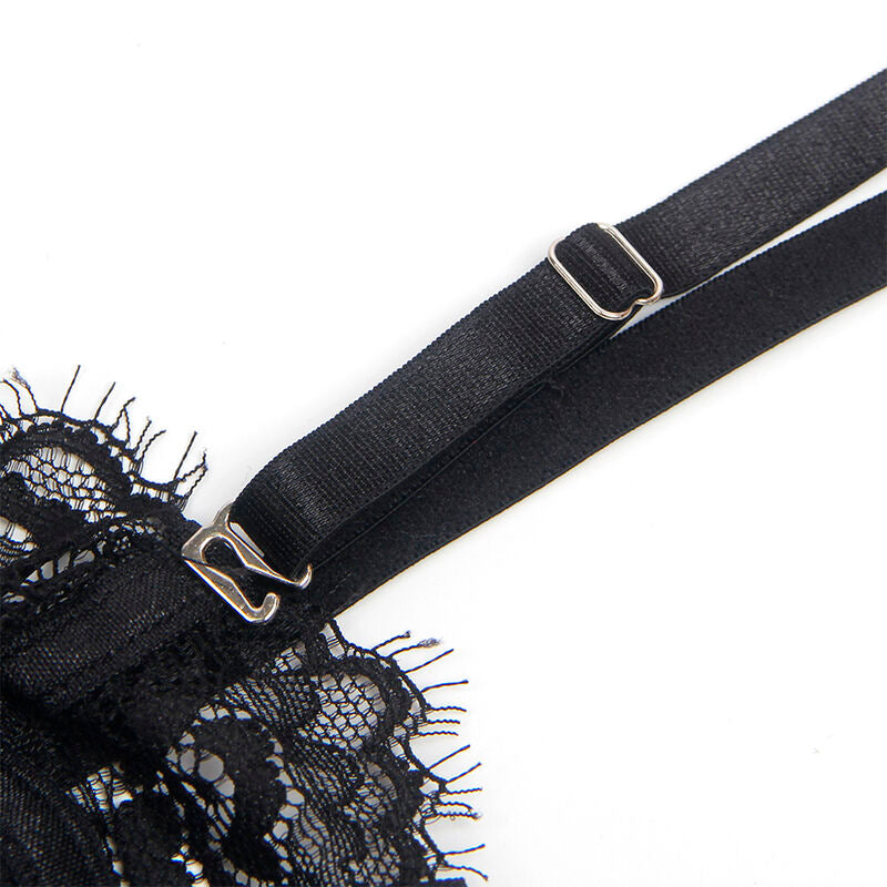 Black Lace Bodysuit With Bows & Garters