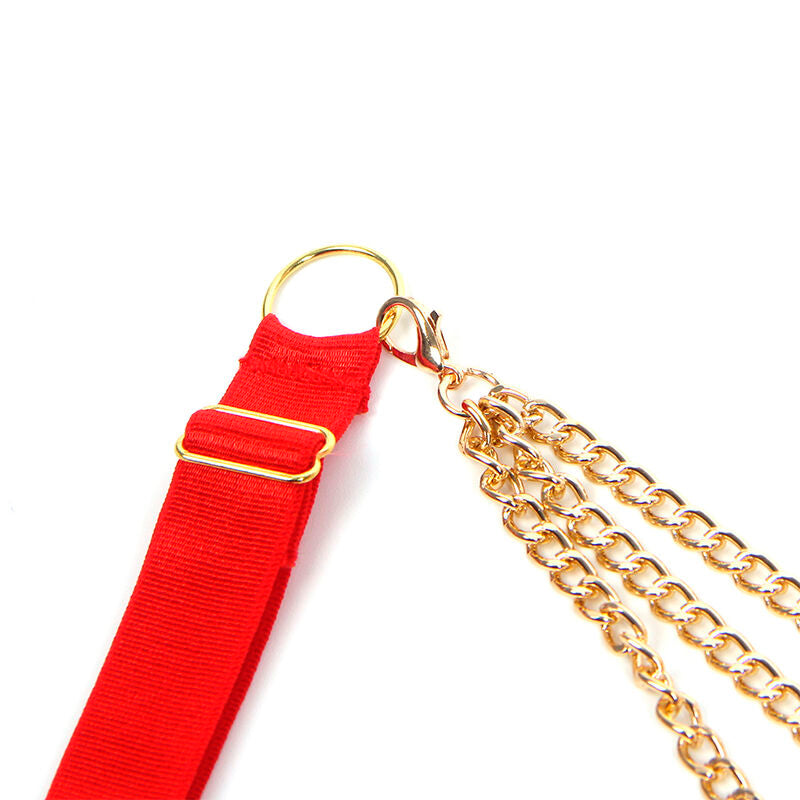 Red Heart Mesh Lingerie Set with Chains