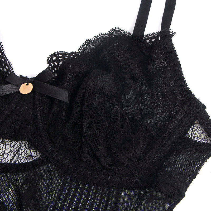 Seductive Black Lace Bodysuit L/XL