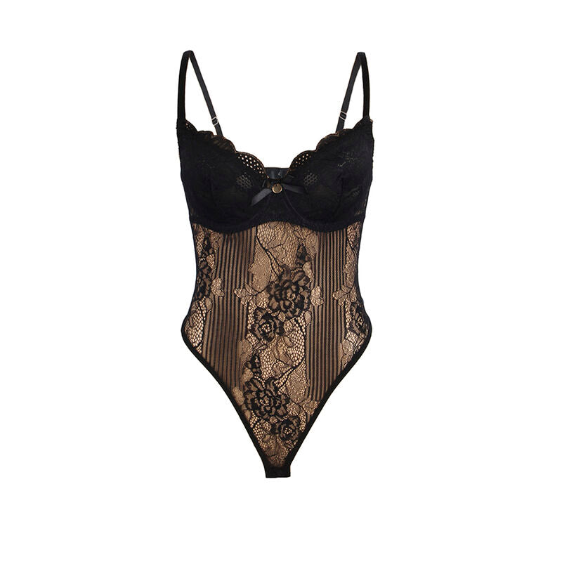 Seductive Black Lace Bodysuit L/XL