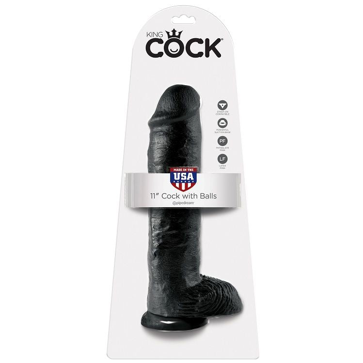 Dildo Realista Negro de 28cm (11") Con Testículos