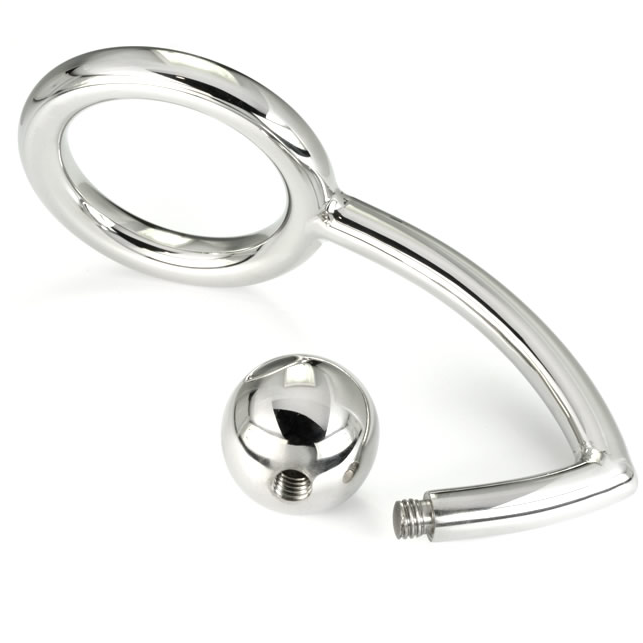 Stainless Steel Anal Cock Ring with Hook