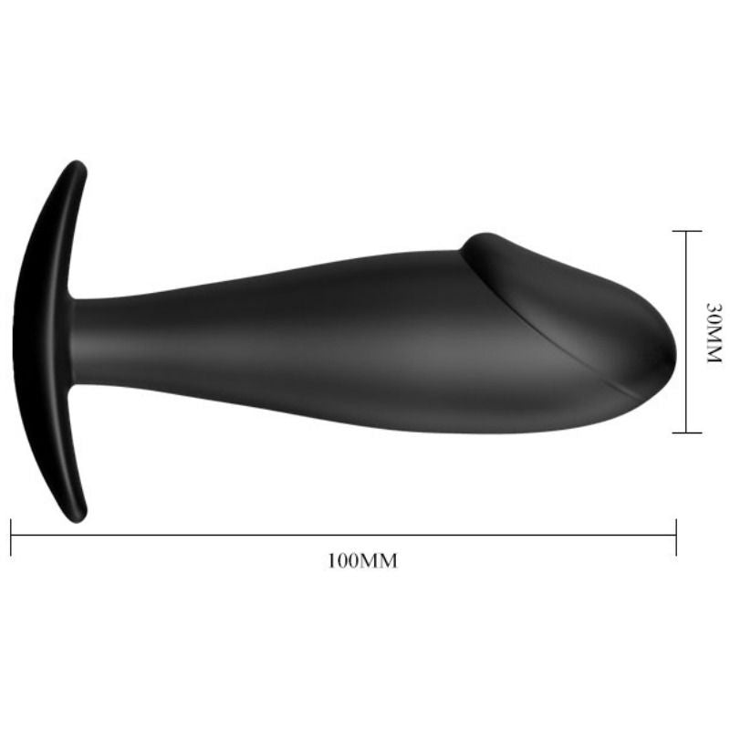 Silicone Penis-Shaped Anal Plug - Black