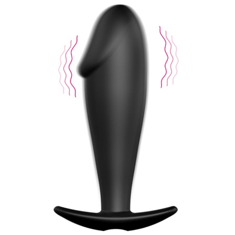 Black Vibrating Silicone Anal Plug