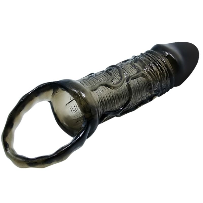 Black Penis Extender Cover with Ball Strap