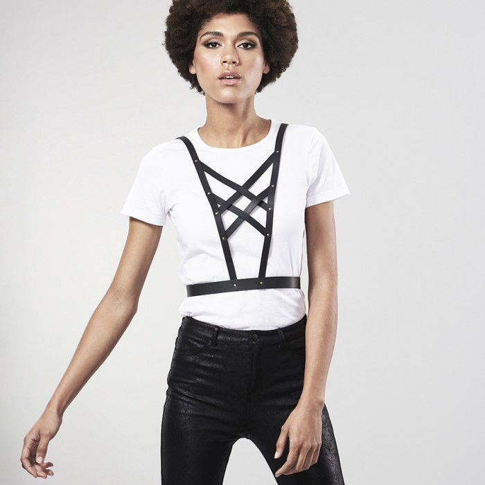 Maze Crossed Harness Lingerie - Black