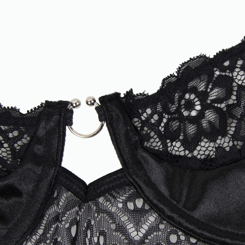 Elegant Black Corset with Belt L/XL