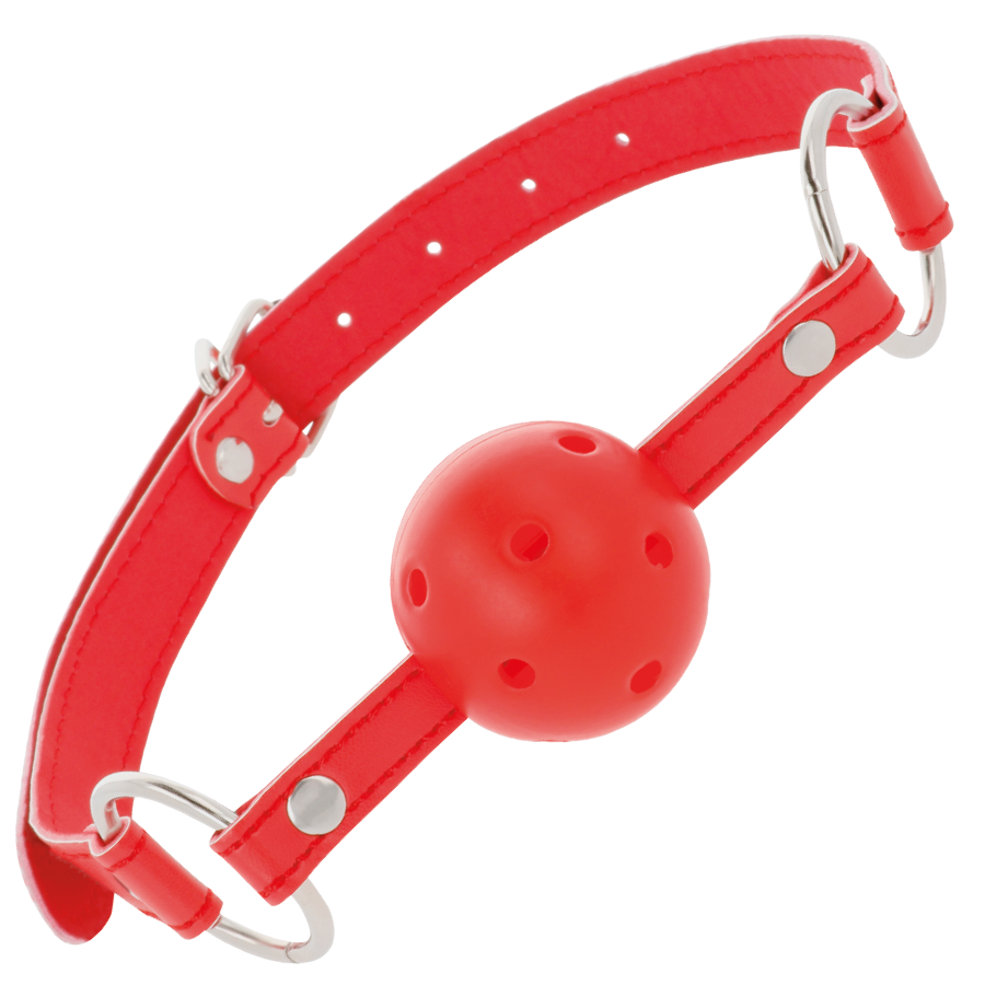 Red Breathable Ball Gag for Bondage Play