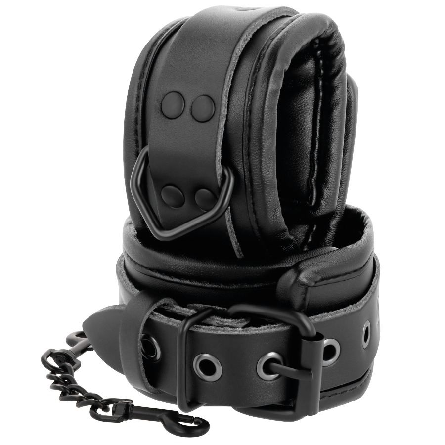 Adjustable Black Leather Ankle Cuffs