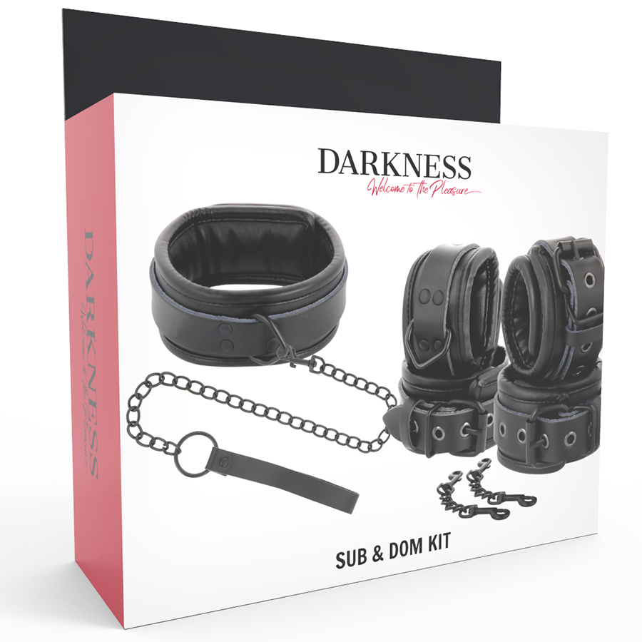 Leather Bondage Collar & Handcuffs Set