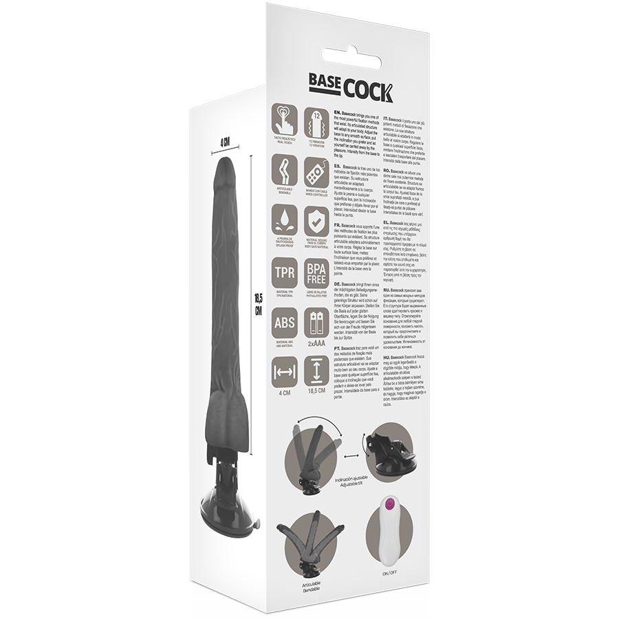 Black Realistic Remote Control Dildo 18.5cm