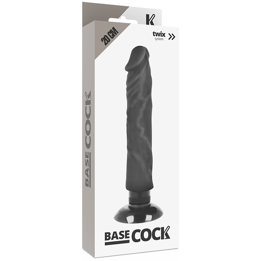 Realistic 2-in-1 Black Vibrator 20cm