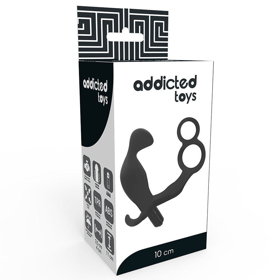 Anillo de Pene Doble con Plug Anal Negro