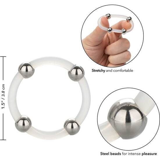 Large Steel Beaded Silicone Cock Ring