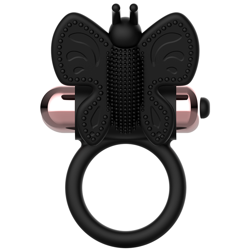 Anillo para Pene Vibrante con Mariposa - Negro/Dorado