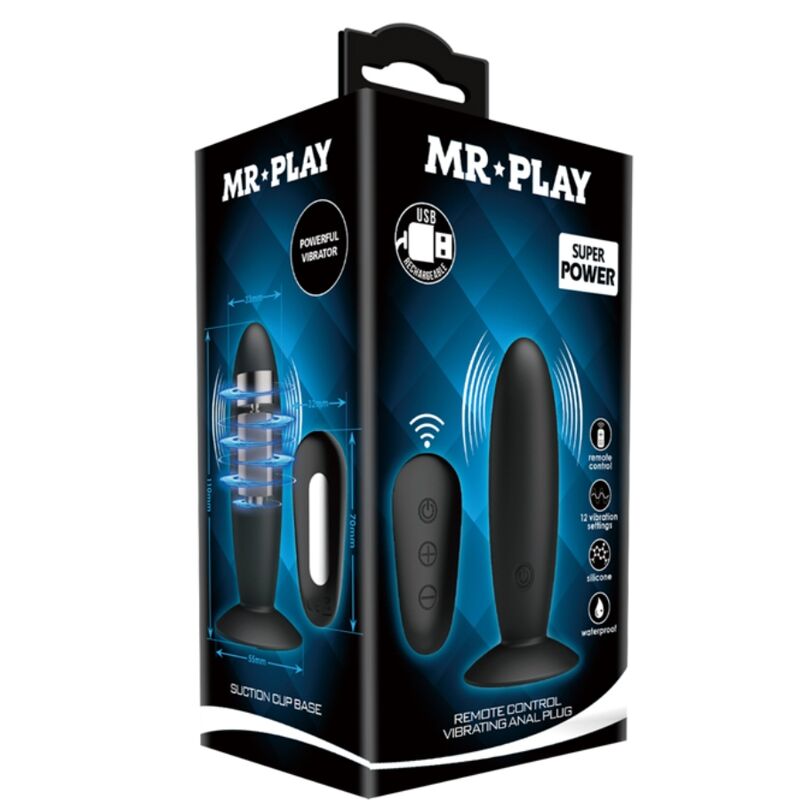 Remote Control Vibrating Anal Plug - Black