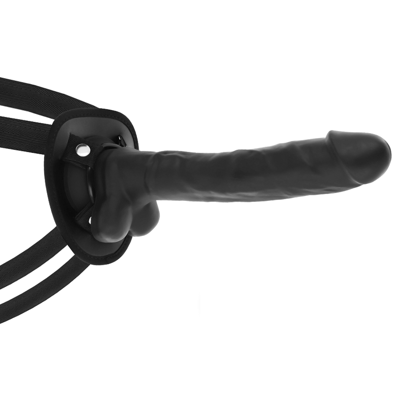 Articulated Silicone Harness Dildo Black 24cm